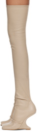 Rick Owens Lilies Beige Cantilever 11 Thigh High Boots