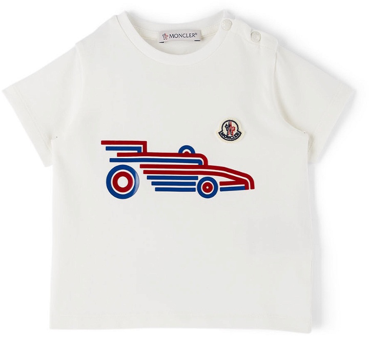 Photo: Moncler Enfant Baby Off-White Car Graphic T-Shirt