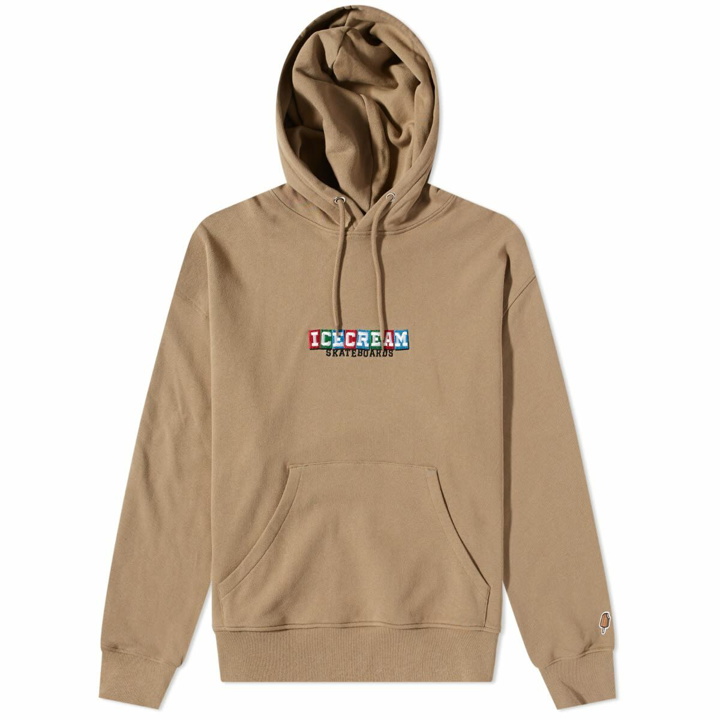 Photo: ICECREAM Men's IC Skateboards Embroidered Hoodie in Brown