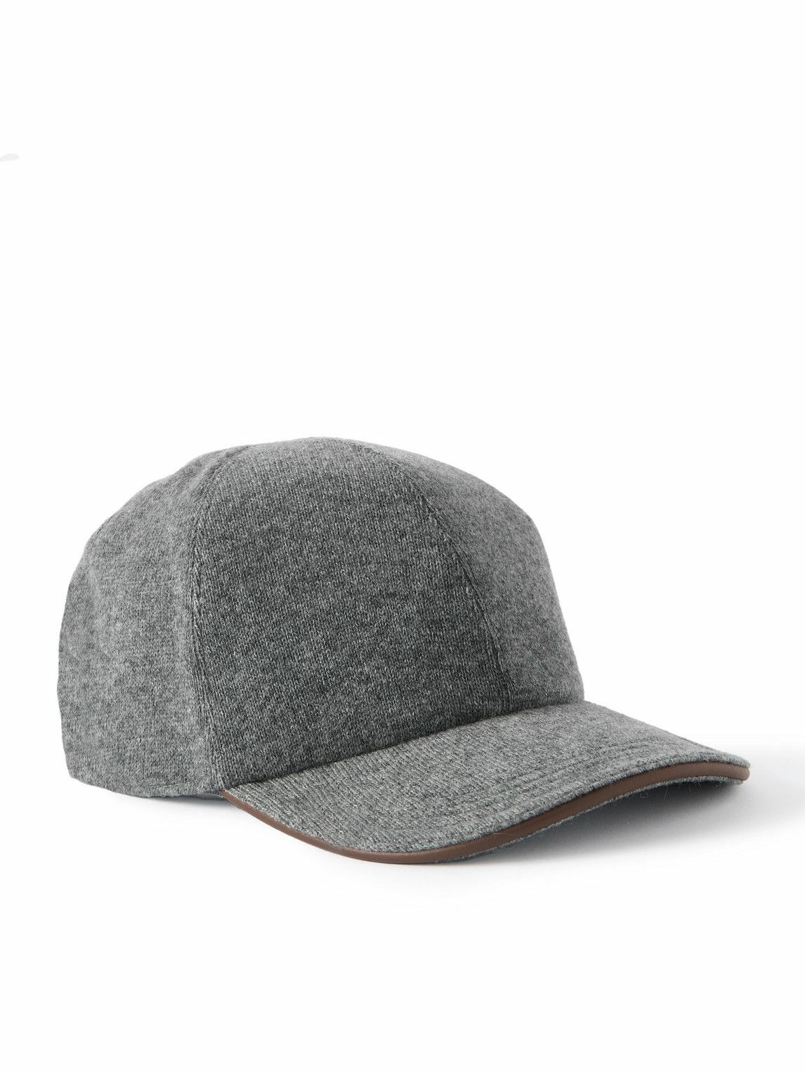 Kiton - Leather-Trimmed Cashmere Baseball Cap