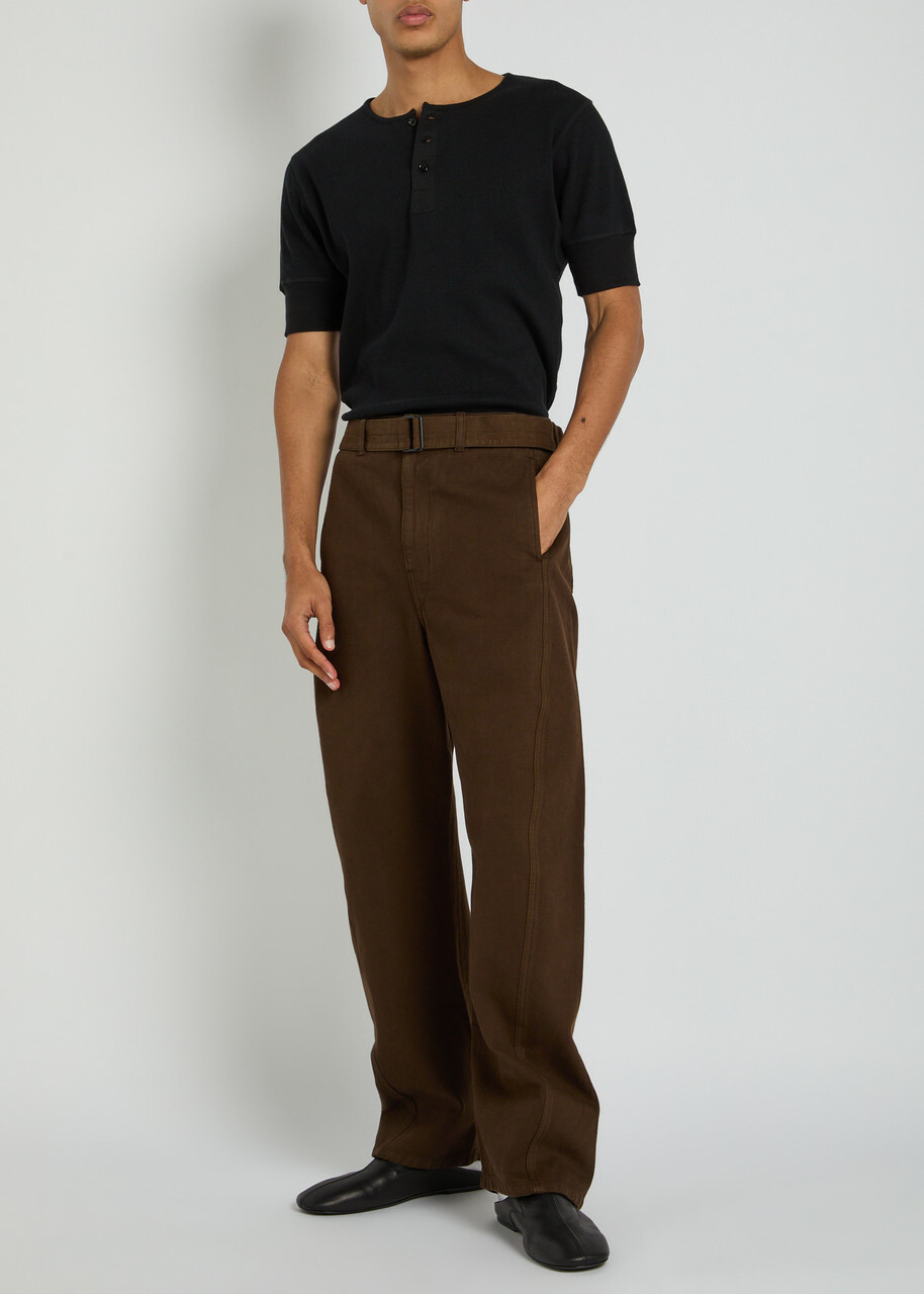 Lemaire Ribbed Cotton-blend Henley T-shirt Black