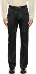 Sulvam Black Stitch Slim Flare Trousers