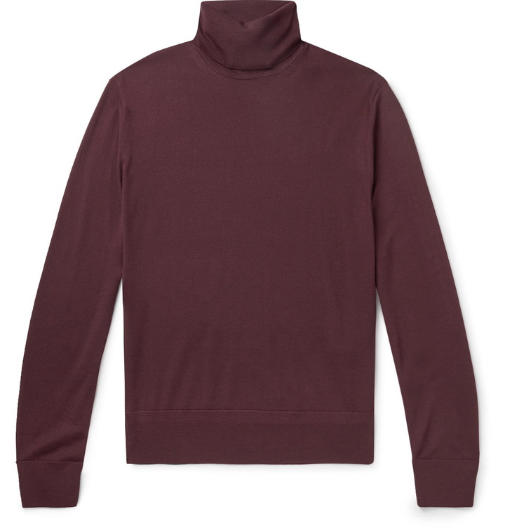 Photo: TOM FORD - Slim-Fit Wool Rollneck Sweater - Burgundy