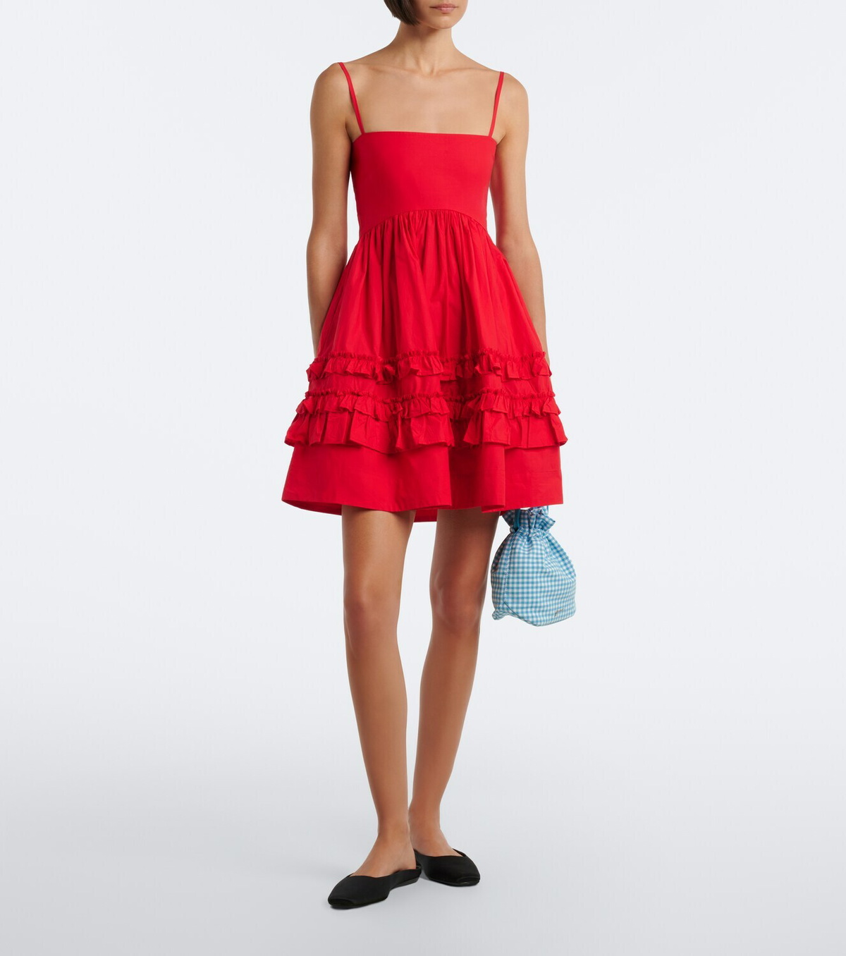 Ganni Ruffled cotton poplin minidress