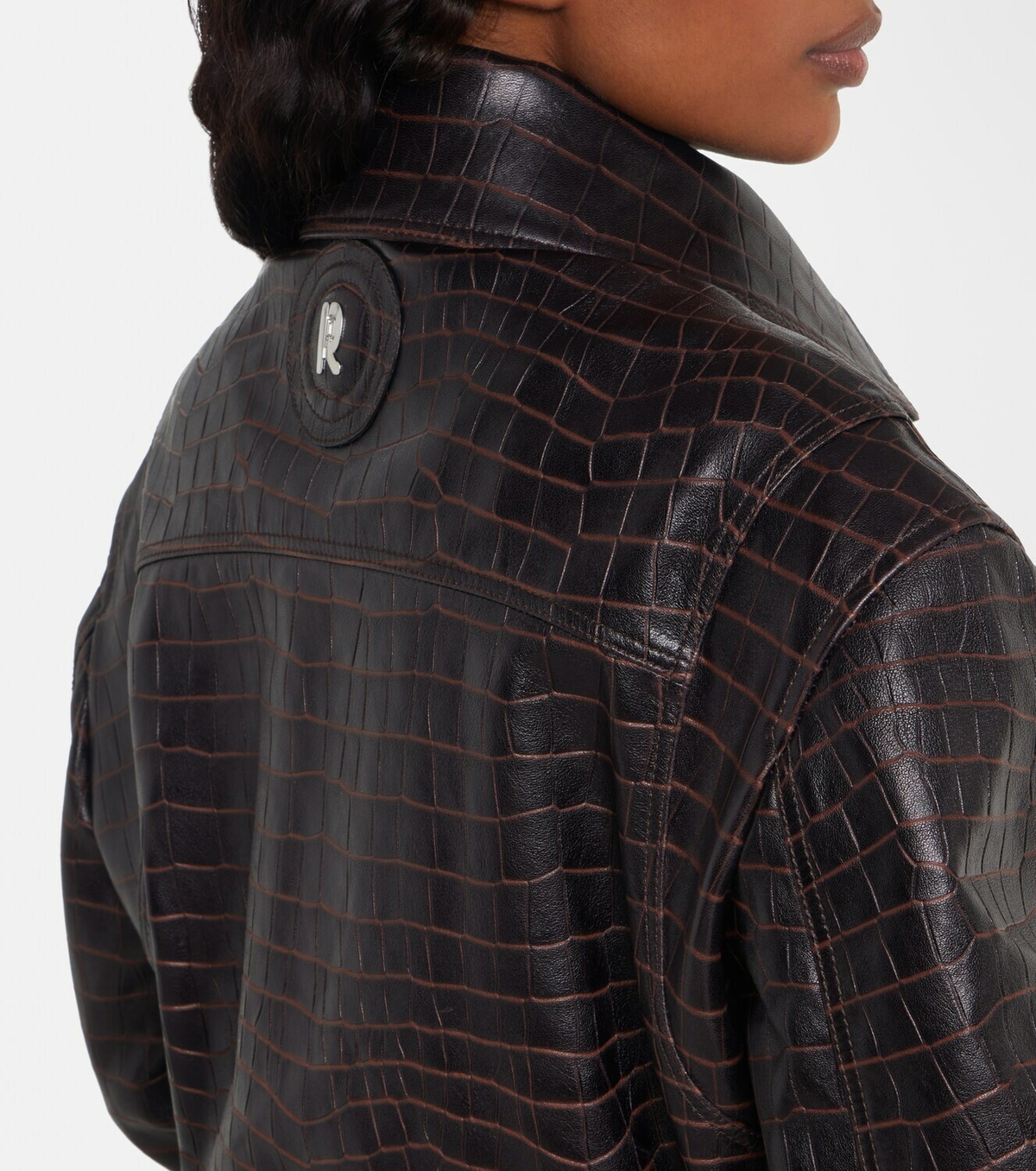 Rabanne Croc-effect leather blouson jacket