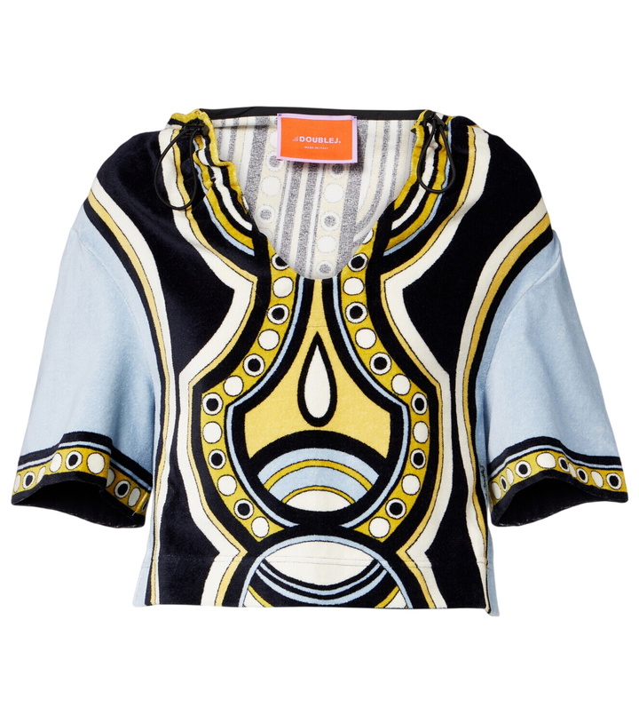Photo: La DoubleJ Portal printed hooded cotton terry top