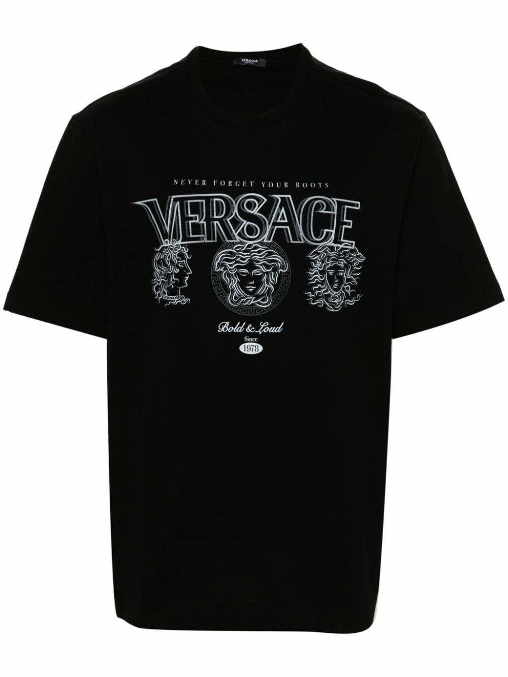 Versace Black Logo-Print Cotton T-Shirt Versace