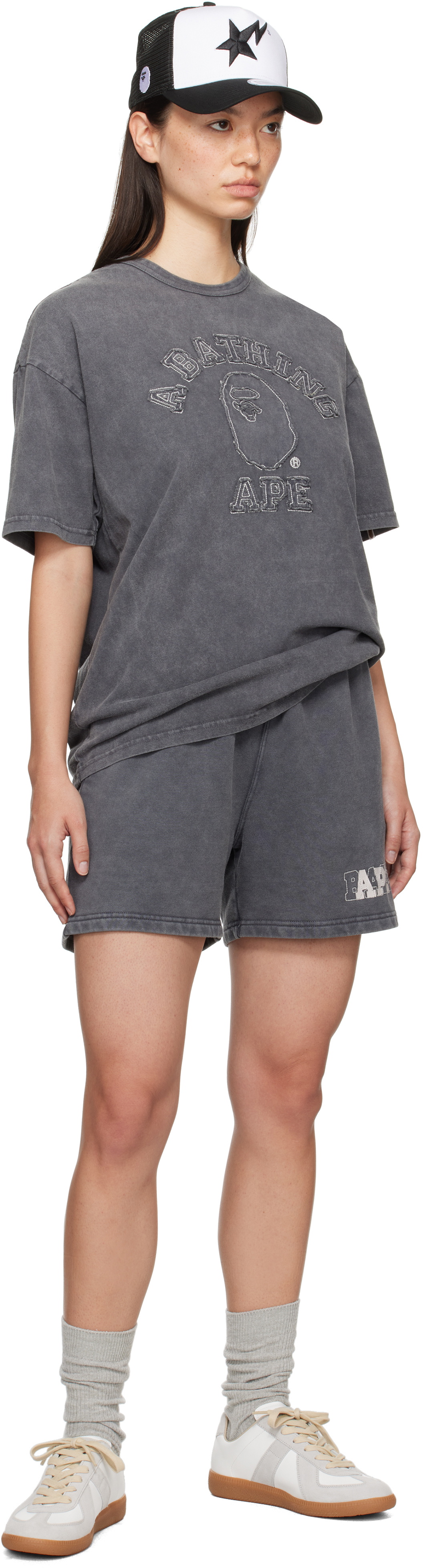 BAPE Gray Pigment Dyed Sweat Shorts