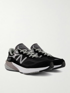 New Balance - 990v6 Leather-Trimmed Suede and Mesh Sneakers - Black