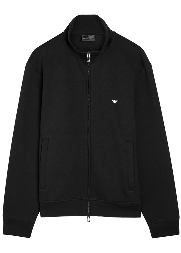 Photo: Emporio Armani Logo-embroidered Jersey Jacket Black