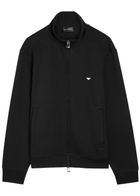 Emporio Armani Logo-embroidered Jersey Jacket Black