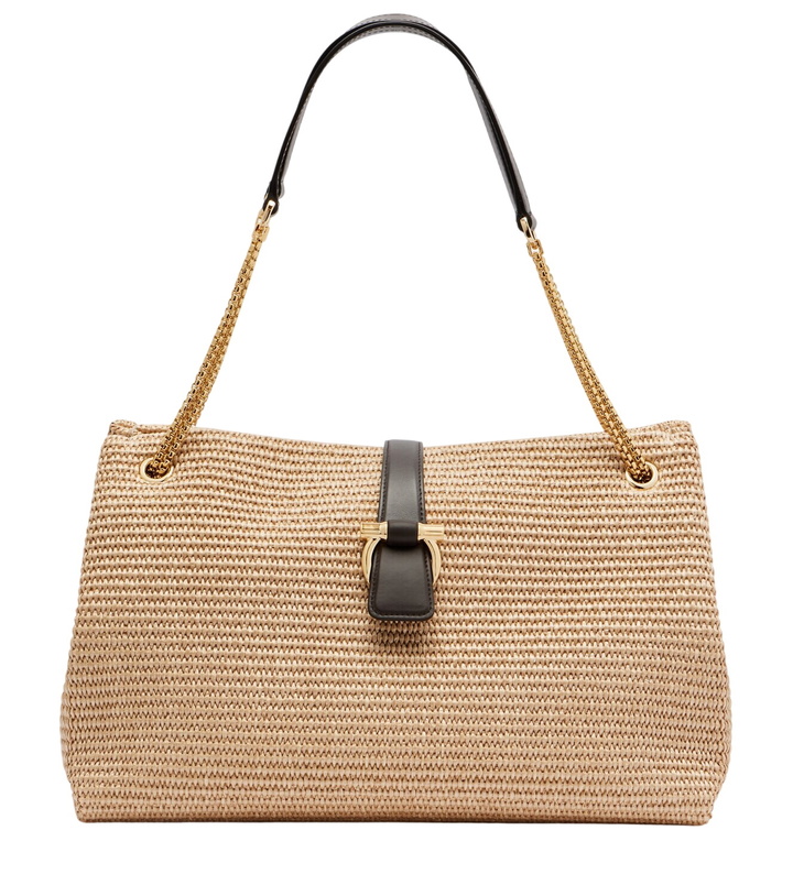 Photo: Ferragamo Medium raffia shoulder bag