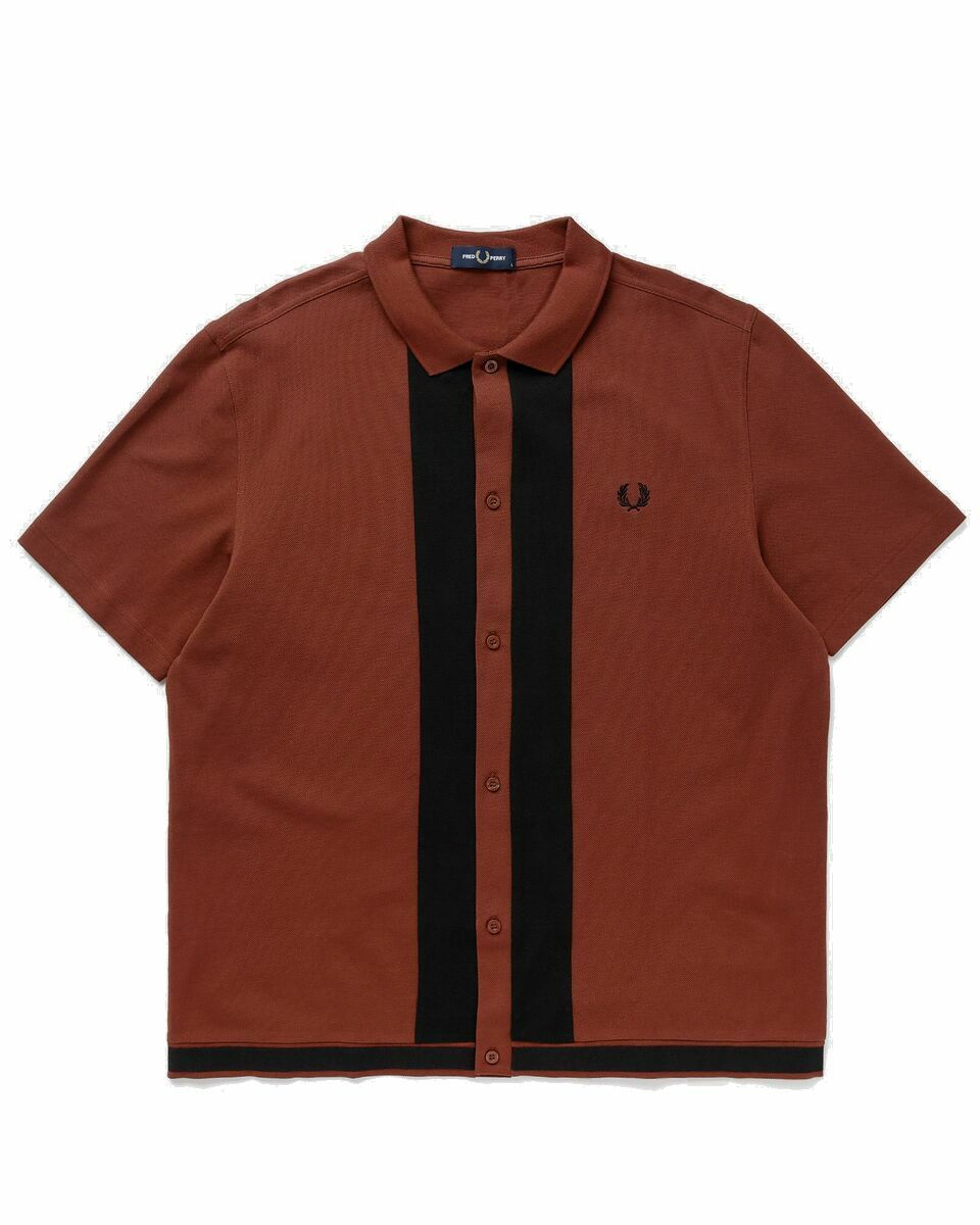 Photo: Fred Perry Panel Polo Shirt Brown - Mens - Polos