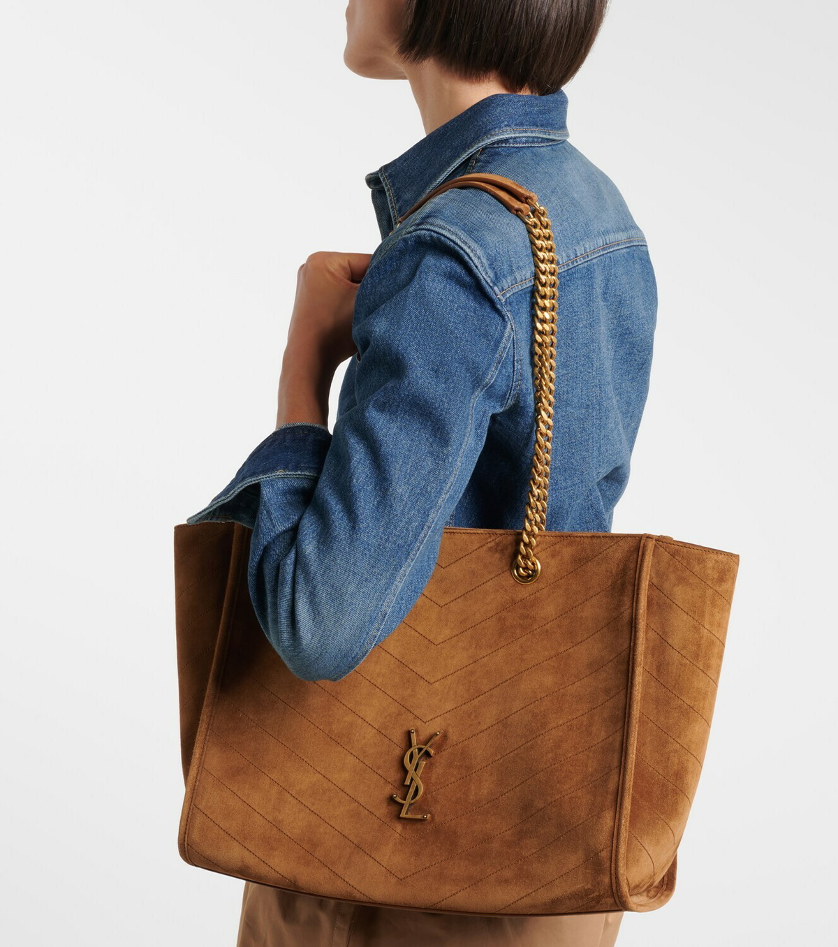 Saint Laurent Niki East/West suede tote bag