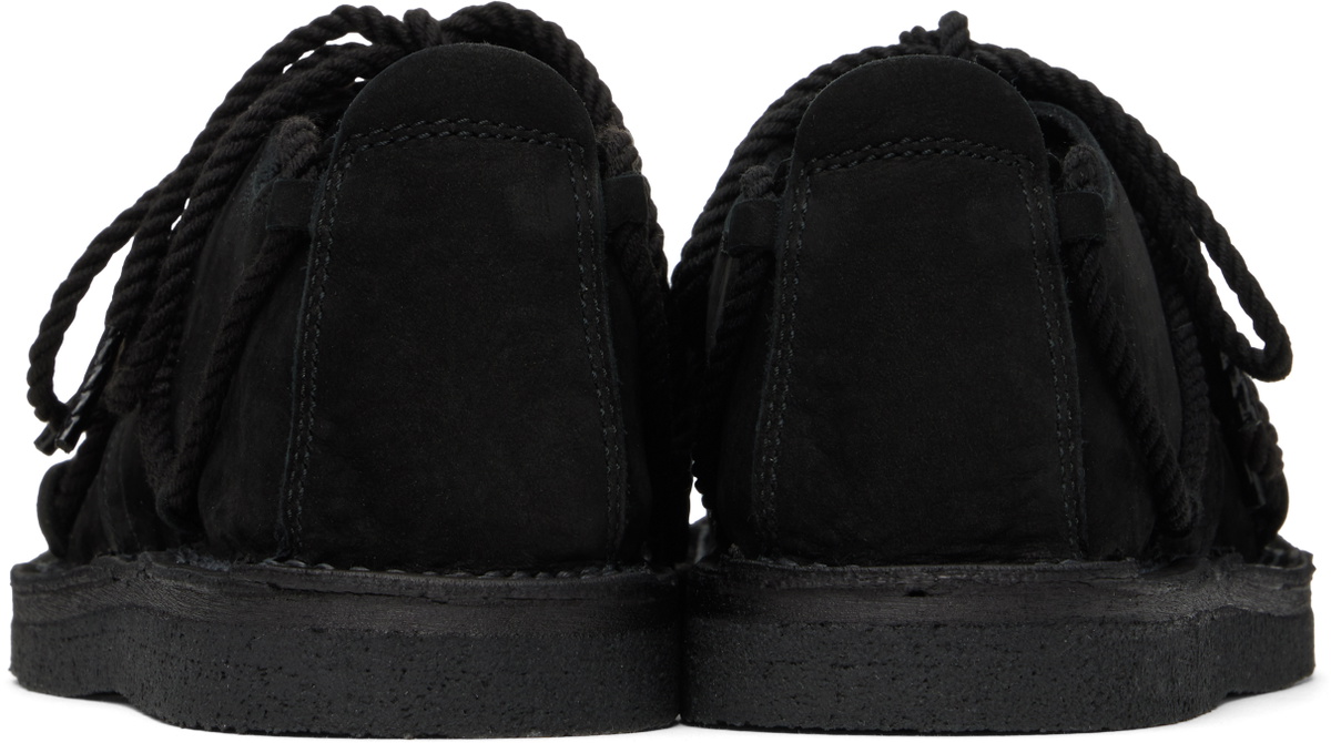 Y's Black Nubuck Leather Random Rope Loafers