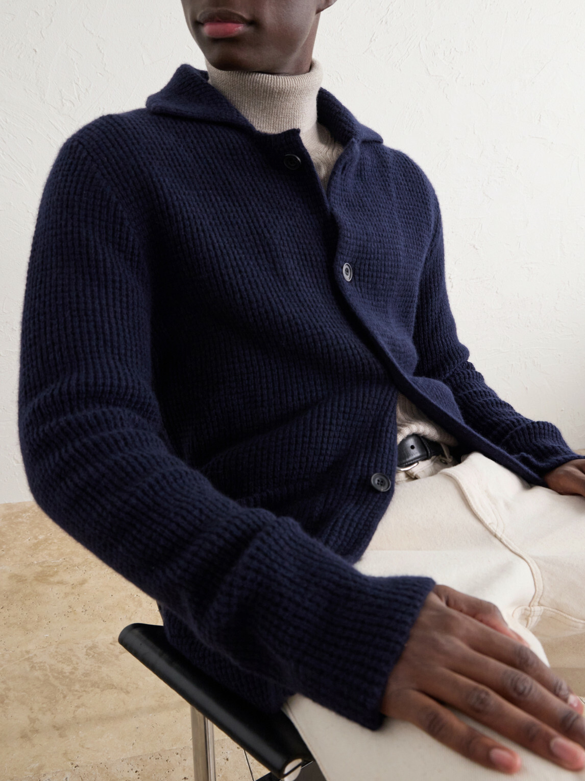 Rubinacci - Waffle-Knit Cashmere Cardigan - Blue