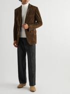 TOM FORD - Leather-Trimmed Suede Blazer - Brown