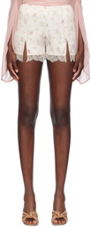 Blumarine Off-White Floral Shorts