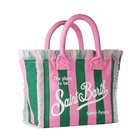 MC2 Saint Barth Vanity Canvas Shoulder Bag With Pink And Green Stripes