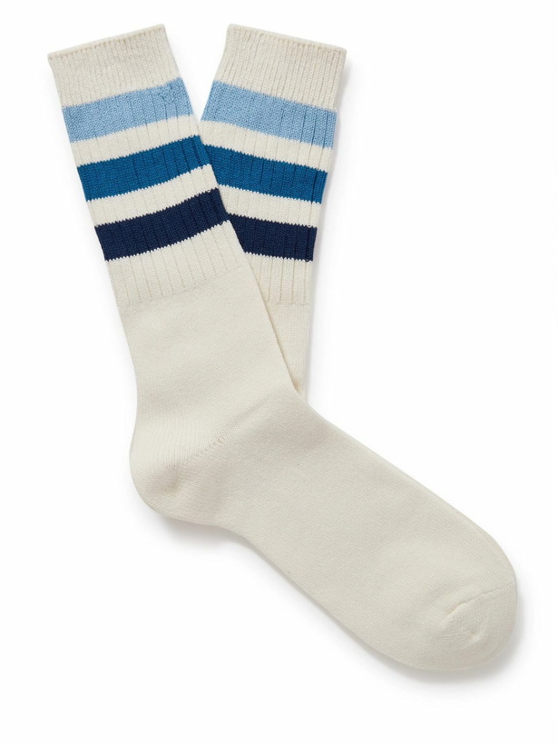 Photo: Anonymous Ism - Recover Striped Ribbed Cotton-Blend Socks