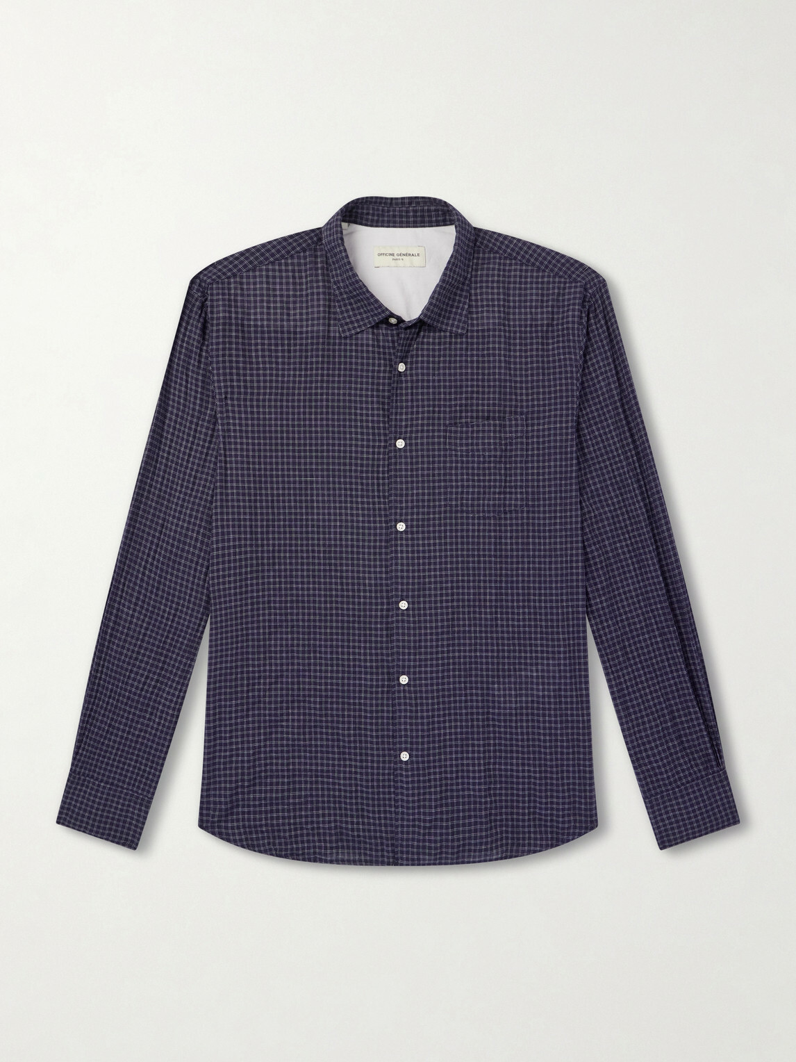 Officine Générale - Benoit Checked Cotton-Blend Voile Shirt - Blue