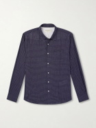 Officine Générale - Benoit Checked Cotton-Blend Voile Shirt - Blue