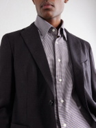 Slowear - Glanshirt Button-Down Collar Houndstooth Cotton Shirt - Brown