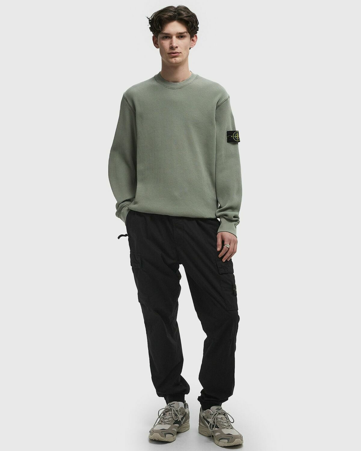 Stone Island ORGANIC COTTON WAFFLE FLEECE CREWNECK SWEATSHIRT 