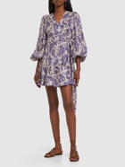 ZIMMERMANN - Devi Printed Linen Wrap Mini Dress