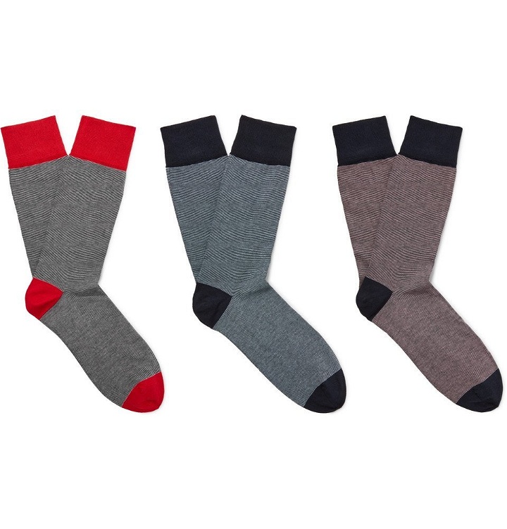 Photo: Corgi - Three-Pack Striped Cotton-Blend Socks - Multi