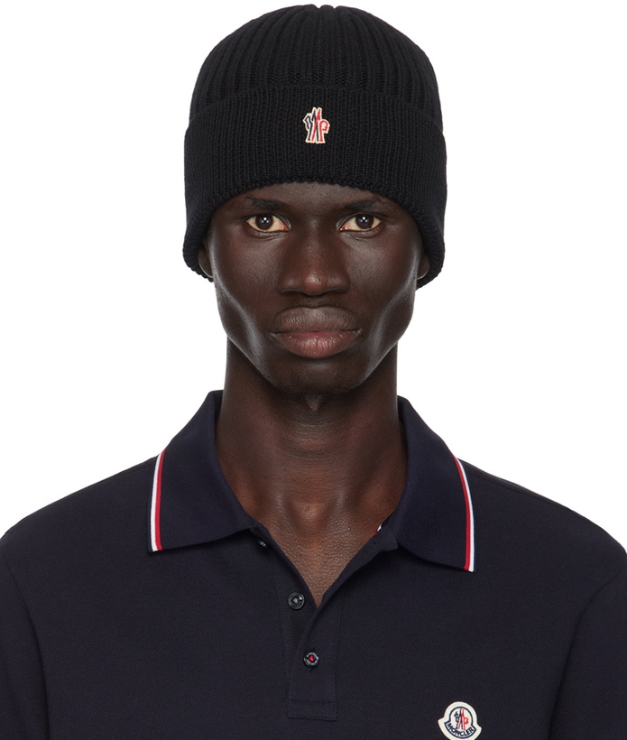 Photo: Moncler Grenoble Black Ribbed Knit Wool Beanie