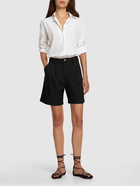 ANINE BING - Carrie Pleated Wool Blend Shorts