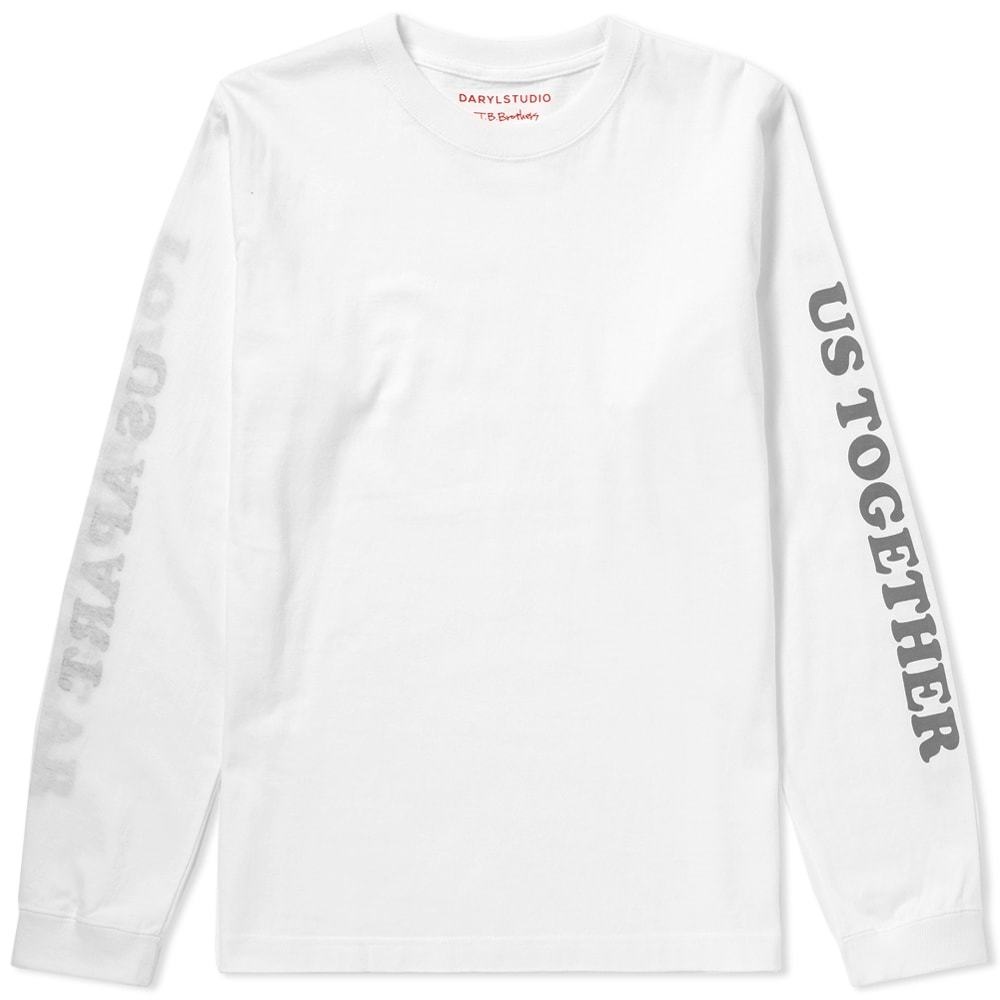 Photo: Darylstudio Long Sleeve Love Will Tear Us Reversible Printed Tee - END. Exclusive White