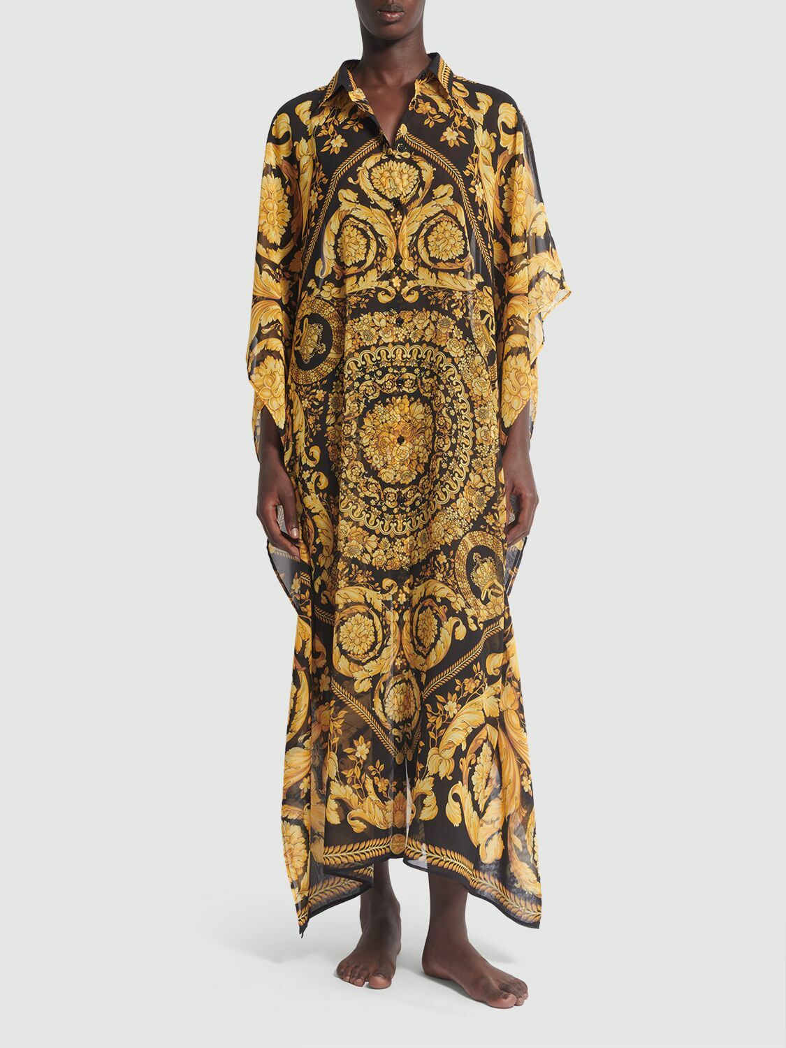 VERSACE - Barocco Print Long Chiffon Kaftan Dress Versace