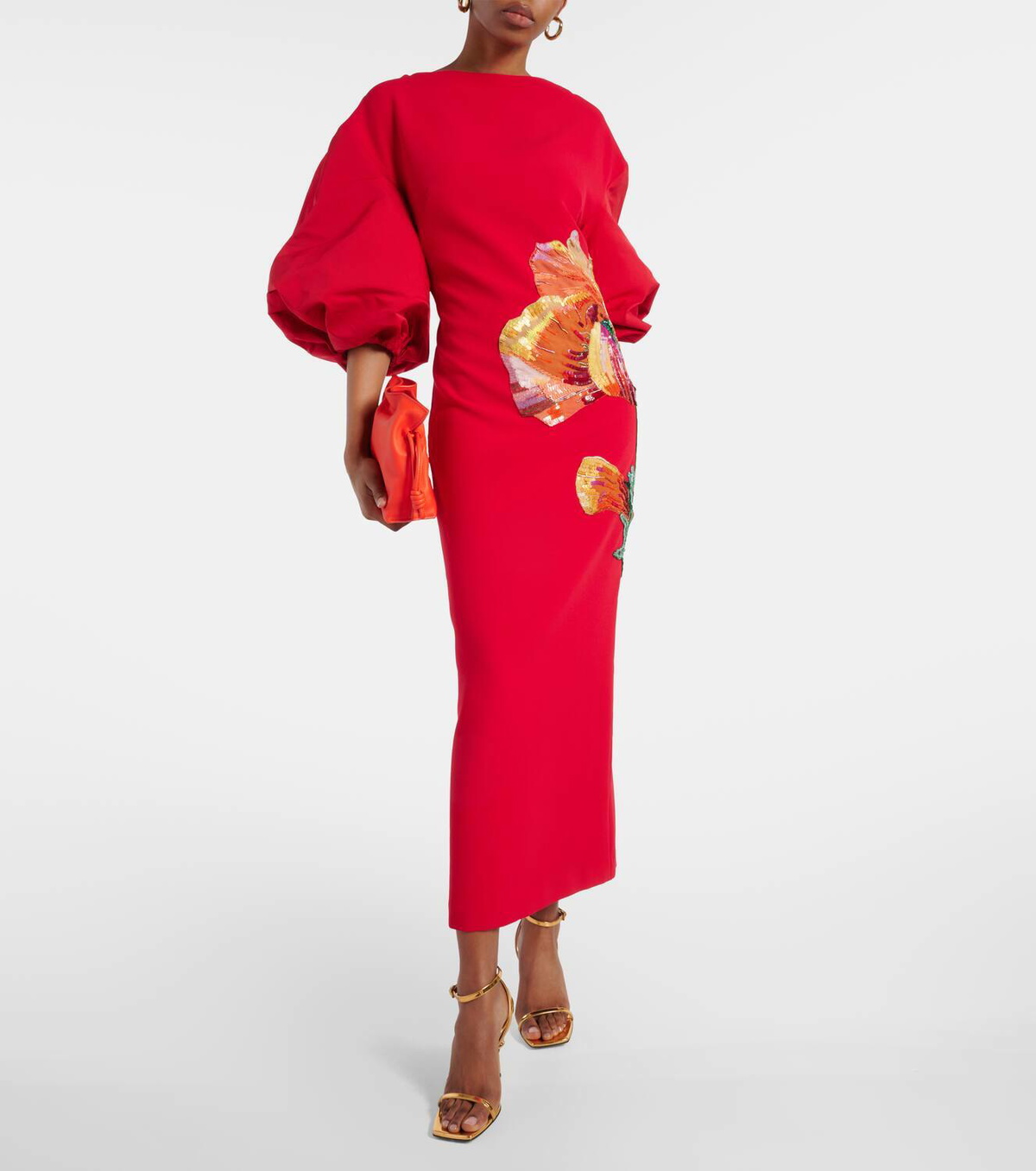 embroidered floral midi dress Baltic Born Womens Lotte Embroidered Midi Dress | Emerald main image 0