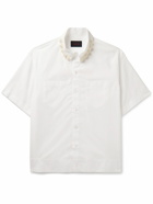 Simone Rocha - Faux Pearl-Embellished Logo-Print Cotton-Poplin Shirt - White