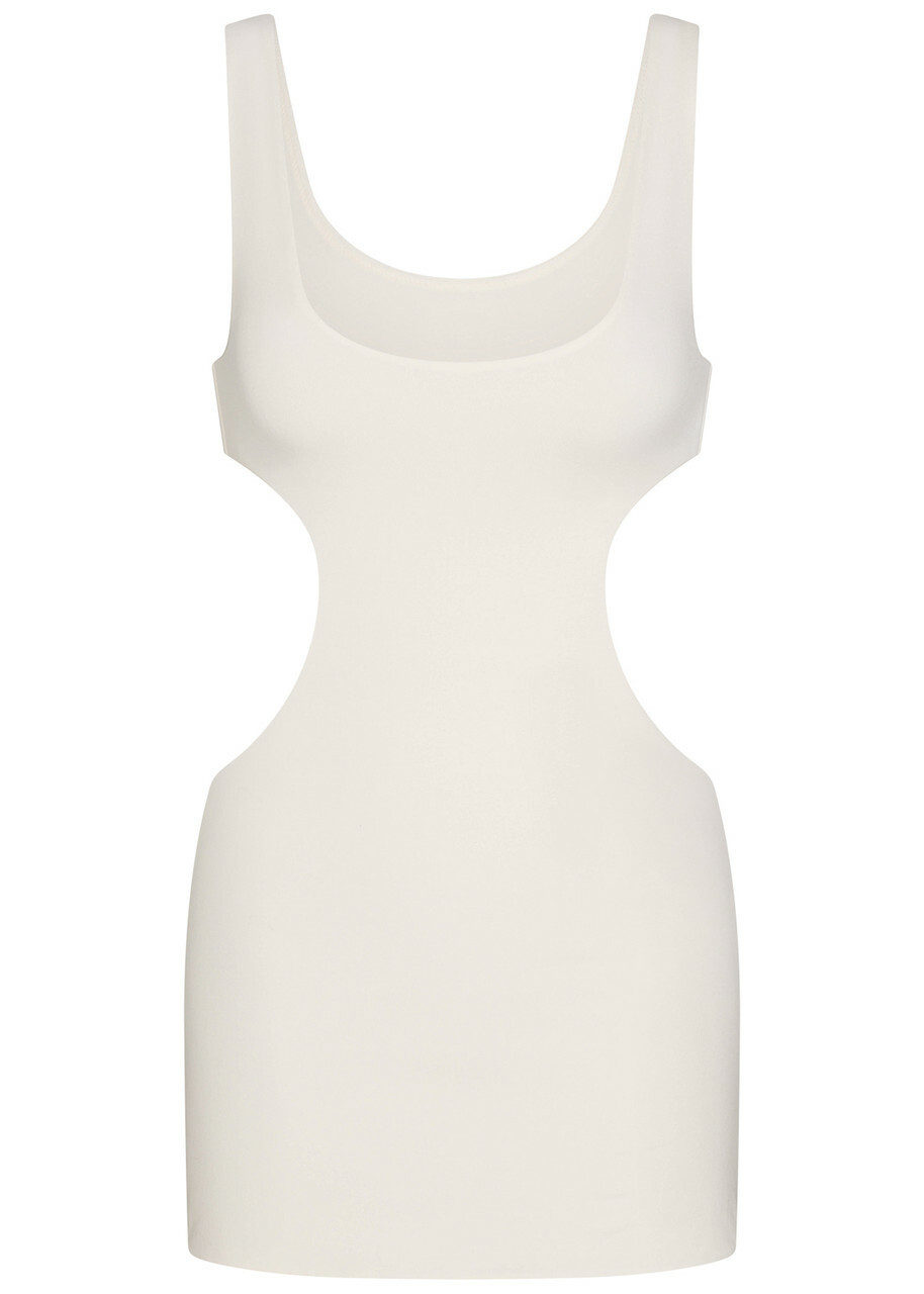 Skims Cut-out Stretch-jersey Mini Dress Off White