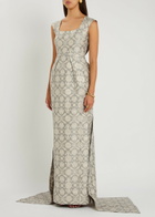 Huishan Zhang Patsy Floral-jacquard Cotton-blend Gown Grey