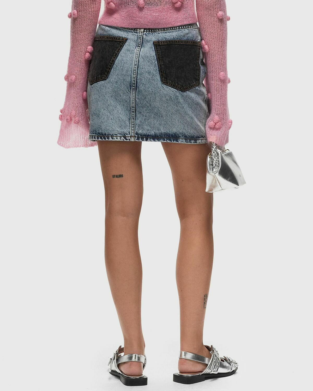 Rotate Birger Christensen Mini Patchwork Skirt Blue Skirts