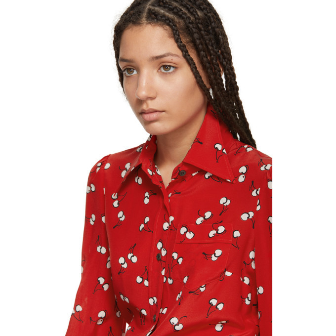 Miu Miu Red Cherry Button Down Shirt Miu Miu