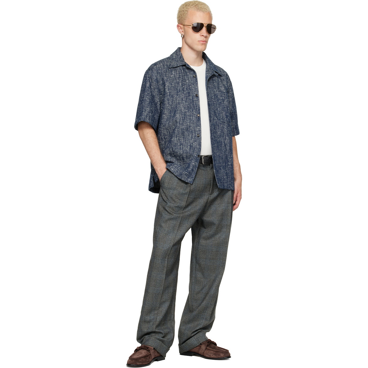 Bottega Veneta Gray Prince of Wales Trousers