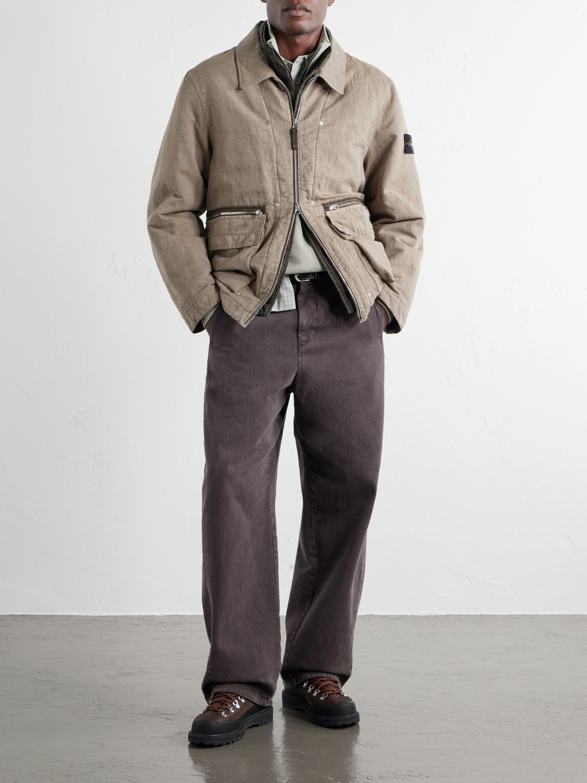 Stone Island - Garment-Dyed Cotton-TC-Blend Padded Twill Jacket - Brown