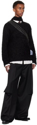 NULLUS Black Deconstructed Collar Sweater