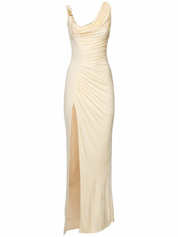 Photo: VERSACE Side Slit Jersey Maxi Dress