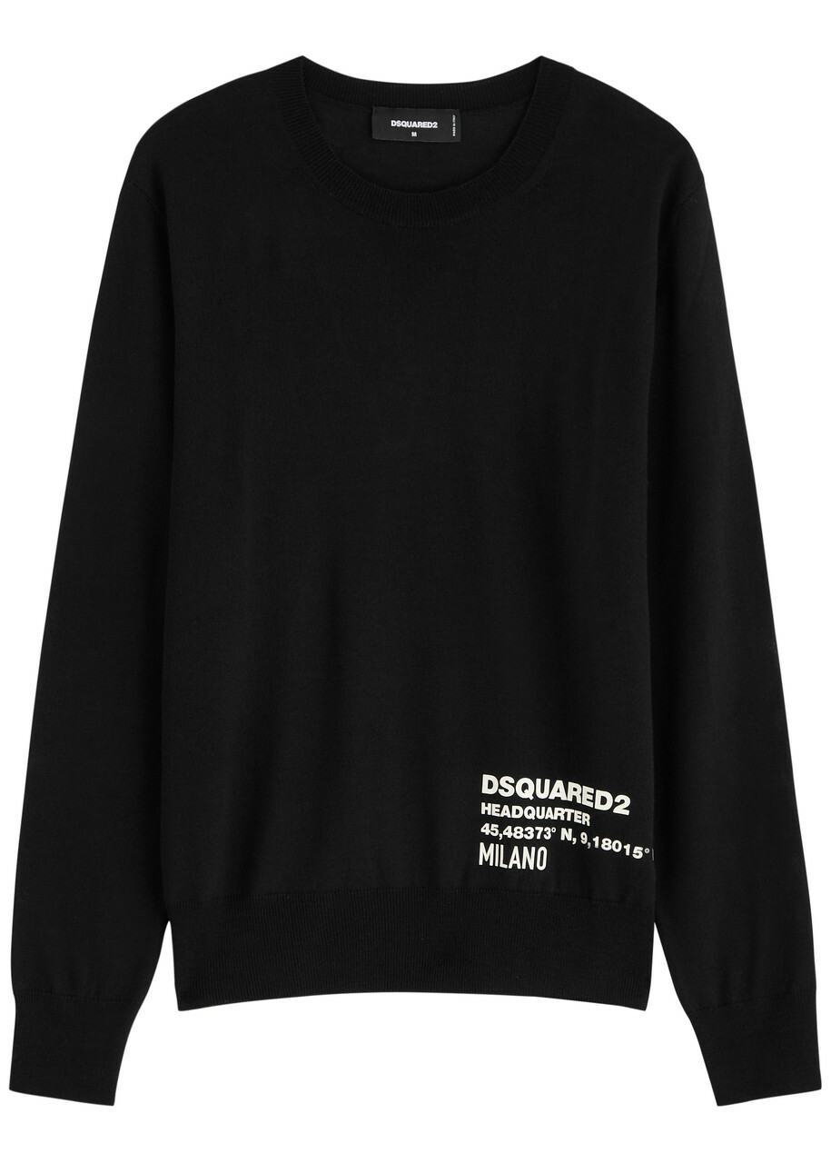 DSQUARED2 Logo-appliqué Wool Jumper Black Dsquared2