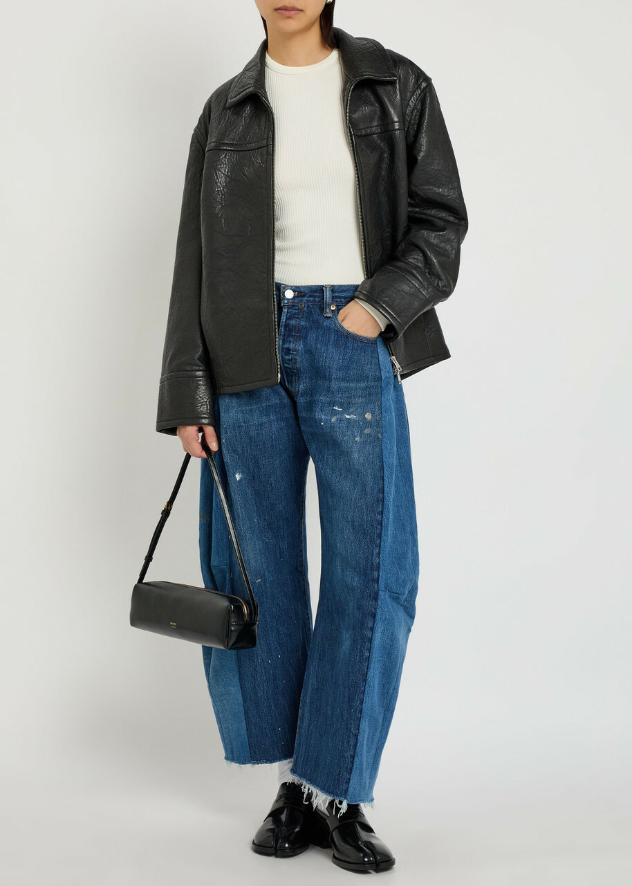 B Sides Vintage Lasso Paint-splatter Relaxed Barrel-leg Jeans Indigo