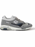 New Balance - 1500 Leather-Trimmed Suede and Mesh Sneakers - Gray