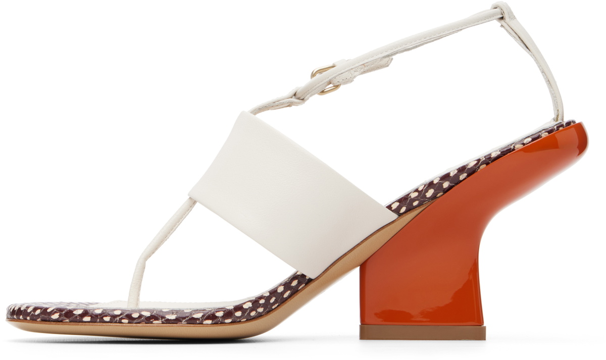 Dries Van Noten White & Orange Leather Heeled Sandals