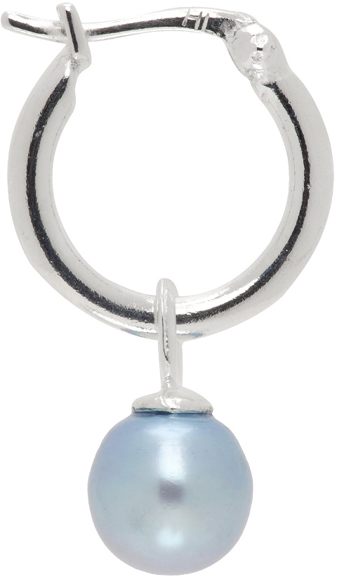 Photo: Hatton Labs SSENSE Exclusive Silver & Blue Pearl Hoop Single Earring