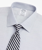 Brooks Brothers Men's Stretch Regent Regular-Fit Dress Shirt, Non-Iron Twill Ainsley Collar Micro-Check | Navy